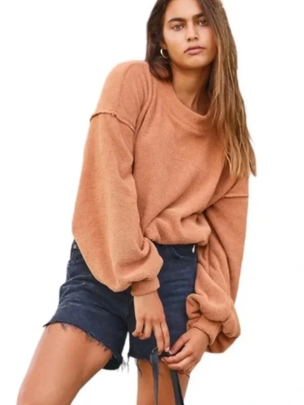 Free People Beach Happy Pullover in Peach Bark - Picture 2 of 7